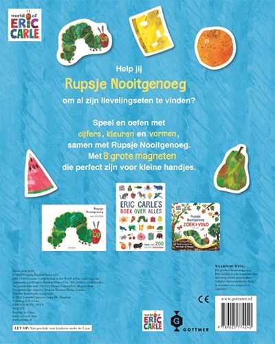 rupsje magneten1 Magneetboek Rupsje Nooitgenoeg Eric Carle Gottmer