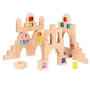 Eduplay Castle building block set - houten kasteel blokken set met transparante blokken