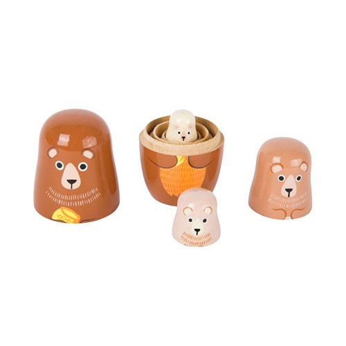 Small Foot - Houten Matroesjka Poppen Beren Familie – Speelgoed Poppen Set