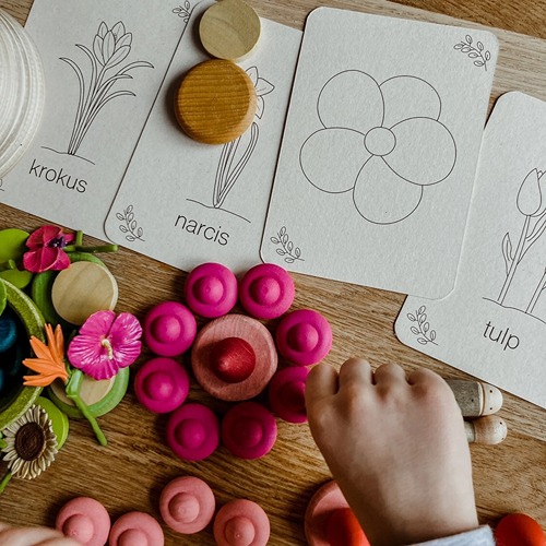 Lente flashcards Montessori speelgoed – educatieve kaarten voor de seizoenstafel van Wildebras