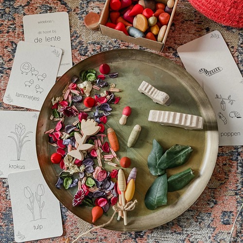 Lente flashcards Montessori speelgoed – educatieve kaarten voor de seizoenstafel van Wildebras