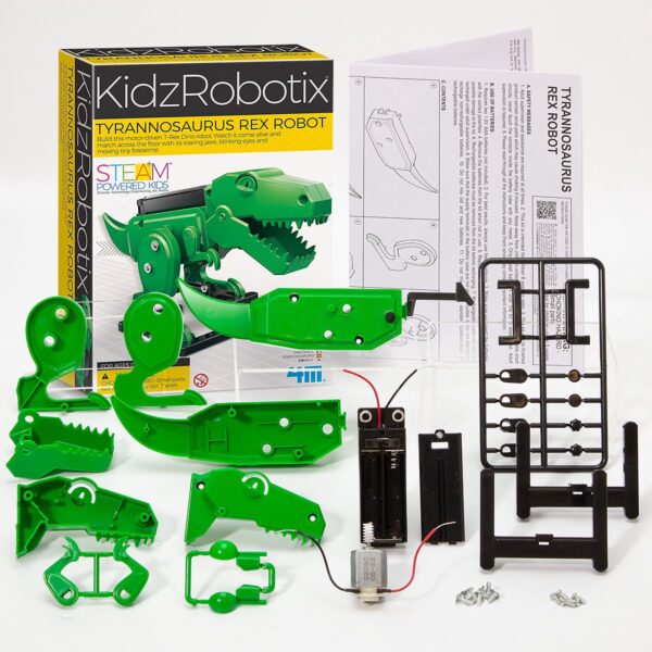 4educatief- ontdekkend -m-trex-robot-educatief-pakket-het-speellab 4M KidzLabs T-Rex robot onderdelen en verpakking