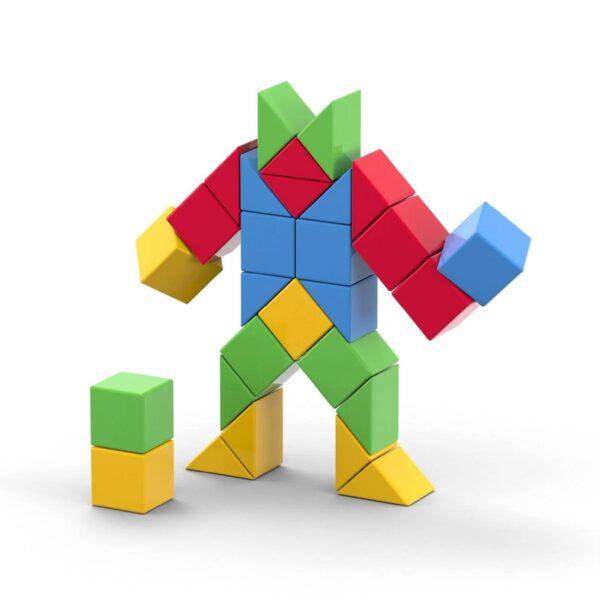 Ainstein magnetisch speelgoed voor ruimtelijk inzicht en motoriek Magnetische bouwstenen in 2D en 3D – kleurrijke set van 28 stuks