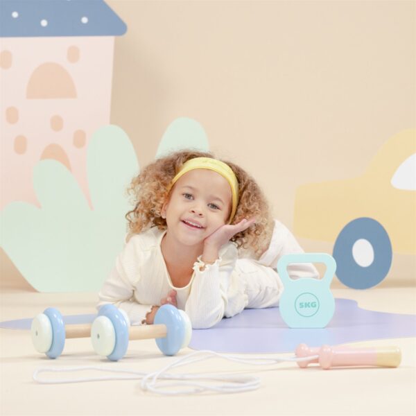 complete-houten-fitness-set-5-delig-speellab New Classic Toys houten halter voor peuters en kleuters