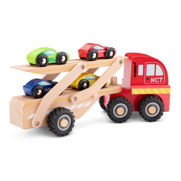 duurzaam-houten-speelgoed-autotransporter Educatief rollenspel met New Classic Toys autotransporter