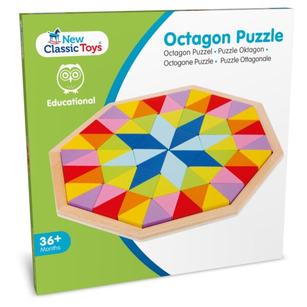 Houten geometrische vormenpuzzel octagon – New Classic Toys