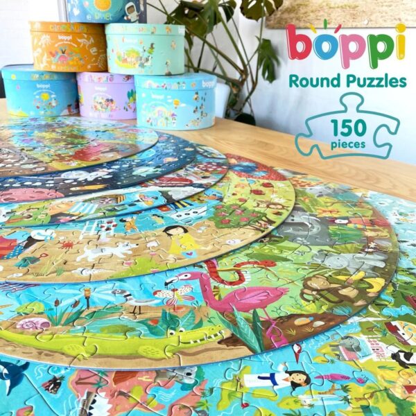 puzzel-wereldkaart-150-stukjes-rond.jpg "Ronde wereldpuzzel voor kinderen – 150 stukjes – 4RWD"