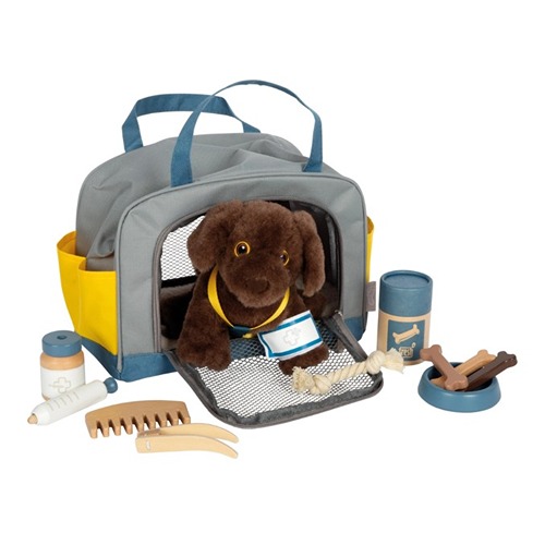 Small Foot hond met tas en verzorgingsset – houten rollenspel speelgoed