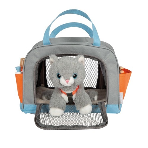 small-foot-kattenverzorging-tas-en-accessoires.jpg Kindvriendelijke pluche kat met houten rollenspel accessoires