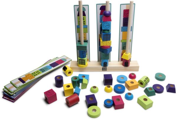 BS Toys Stapeltorens Hout – Educatief Stapelspel met Voorbeeldkaarten (4+)