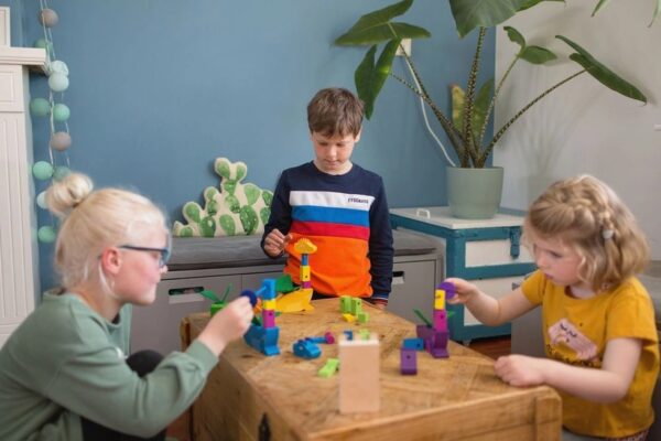 Kinderen spelen samen met BS Toys Draak Steken spel het Speellab