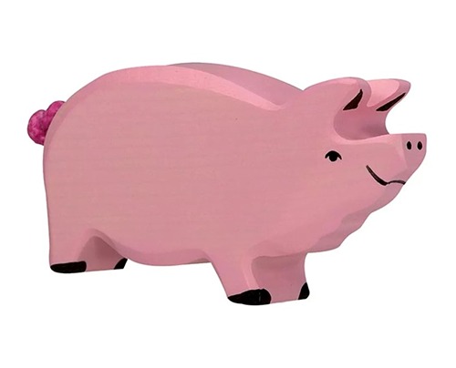 Van duurzaam hout handgemaakte groot varken waldorf geinspiteerd van Holztiger bij Het Speellab