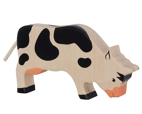 Van duurzaam hout handgemaakte koe waldorf geinspiteerd van Holztiger bij Het Speellab