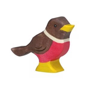 Van duurzaam hout handgemaakte roodborstje waldorf geinspiteerd van Holztiger bij Het Speellab