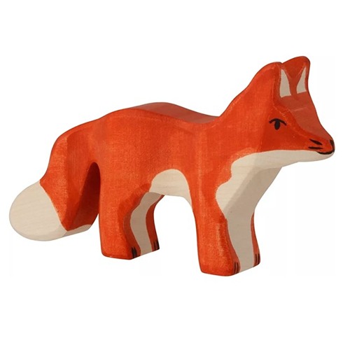 Van duurzaam hout handgemaakte vos waldorf geinspiteerd van Holztiger bij Het Speellab