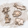Kleine houten vultray set krokodil leeuw giraffe aap olifant bij Het Speellab