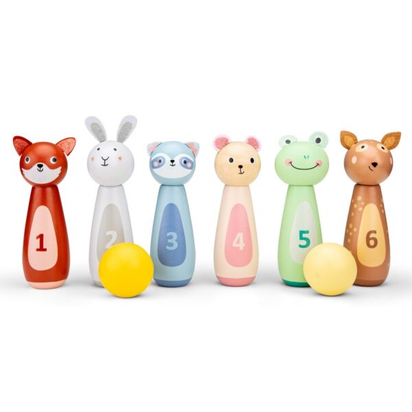 FSC houten bowling speelgoed met dierfiguren – Woet speelgoed