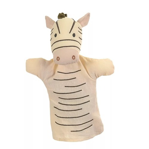 Egmont Toys handpop zebra van zachte stof voor fantasierijk spel in poppenkast Het Speellab