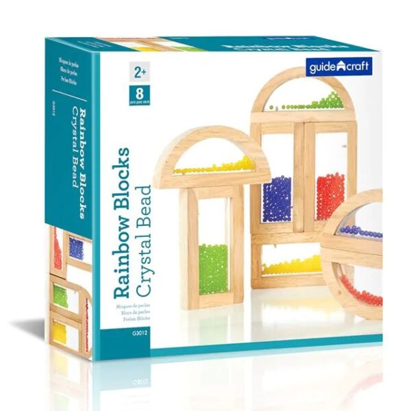 Guidecraft regenboog blokken met kralen van hout – sensorisch speelgoed voor peuters en kleuters