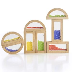 Guidecraft regenboog blokken met kralen van hout – sensorisch speelgoed voor peuters en kleuters bij het Speellab
