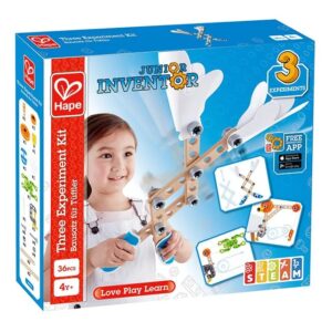 Hape Junior Inventor – Three Experiment Kit educatief constructiespeelgoed voor kinderen te koop bij Het Speellab