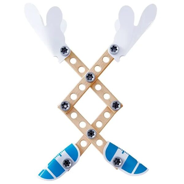 Inhoud van de Hape Junior Inventor – Three Experiment Kit met bouwonderdelen en experimenten