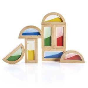 Sensorische houten regenboog zandblokken voor kinderen van Guidecraft