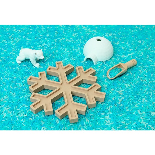 PLA sneeuwvlok vulvorm in winterse sensorische speelbak