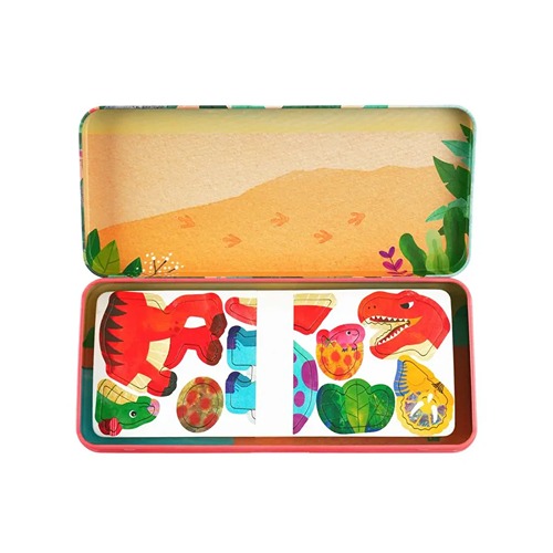 MierEdu magnetische dino reisbox open met speelachtergrond