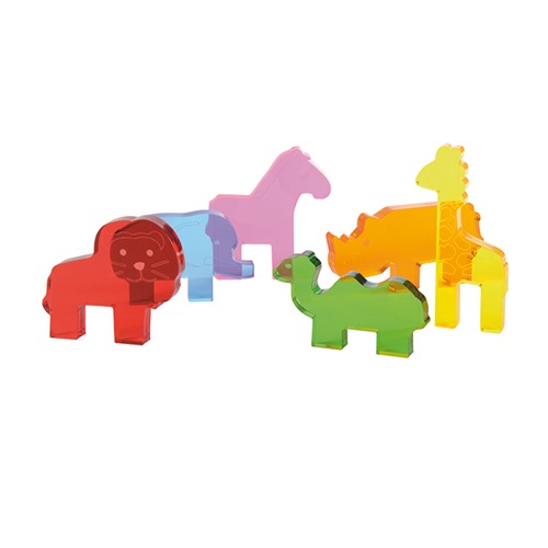 set transparante jungle dieren van eduplay, gebruik in het zonlicht als prisma